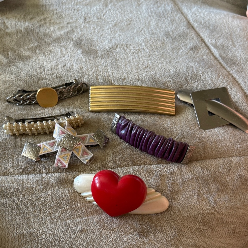 Red Heart Winged Barrette Hair Clip